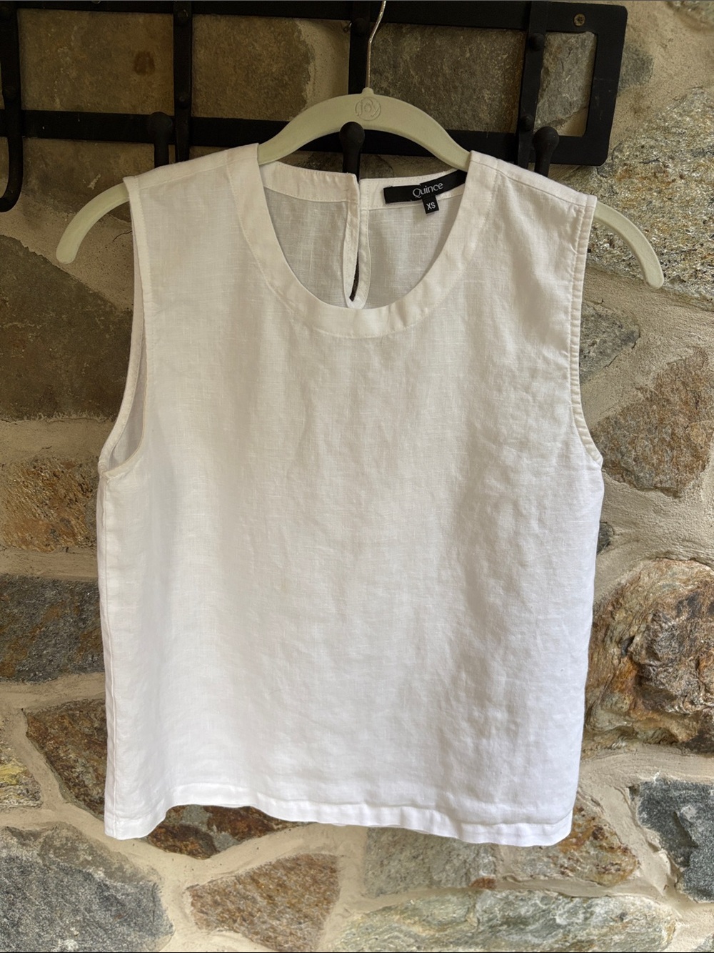 Quince White Sleeveless Linen Shell Top